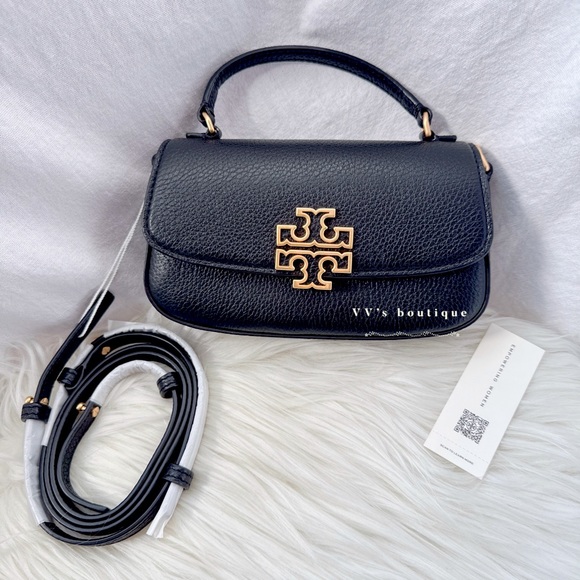 NWT Tory Burch Britten Mini Top Handle Crossbody Black Gold 149645 - Picture 4 of 8